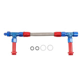 8AN Carburetor Dual Inlet Fuelline Kit, Aluminum Alloy Fuel Line Stainless Steel Braided Compatible With Holley 4150 Carburetor Red Blue